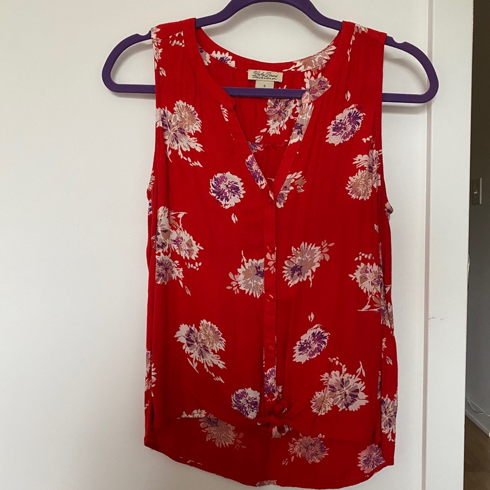 Lucky Brand Red Floral Tank Top